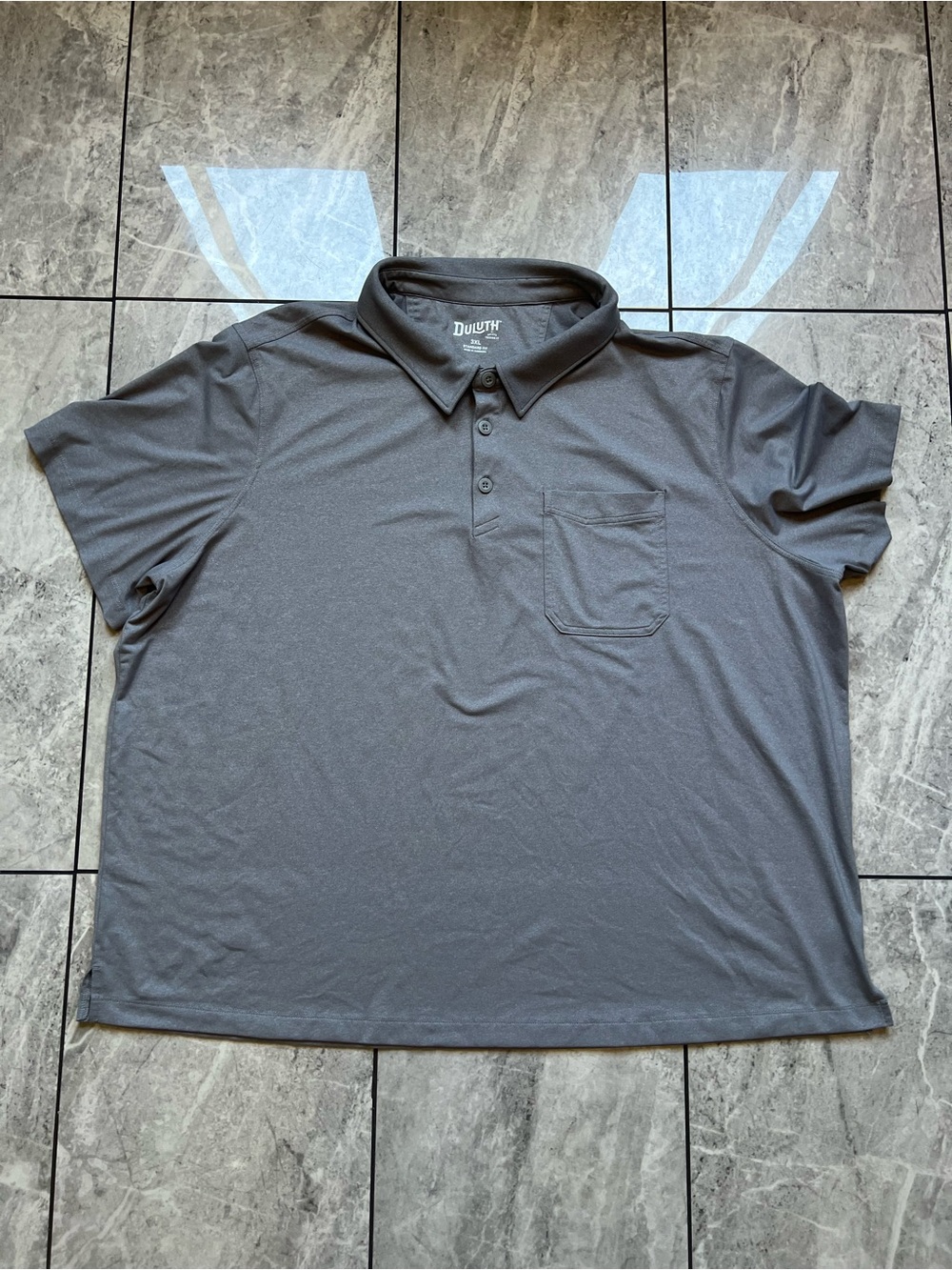 Duluth Trading Co Mens Size 3XL Pocket Short Sleeve Heather Gray Soft Polo Shirt